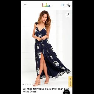 Lulus navy blue floral wrap dress